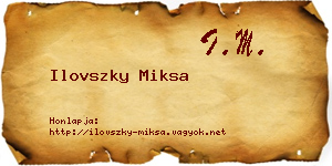 Ilovszky Miksa névjegykártya